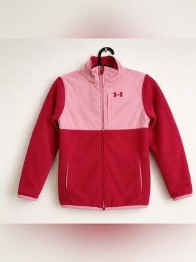 Under Armour Toddler Girls Fleece Jacket Pink Full Zip Coat Size XS ColdGear